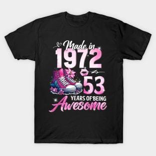 53rd Birthday Queen Made in 1972 Gifts 53 Years Old Floral T-Shirt